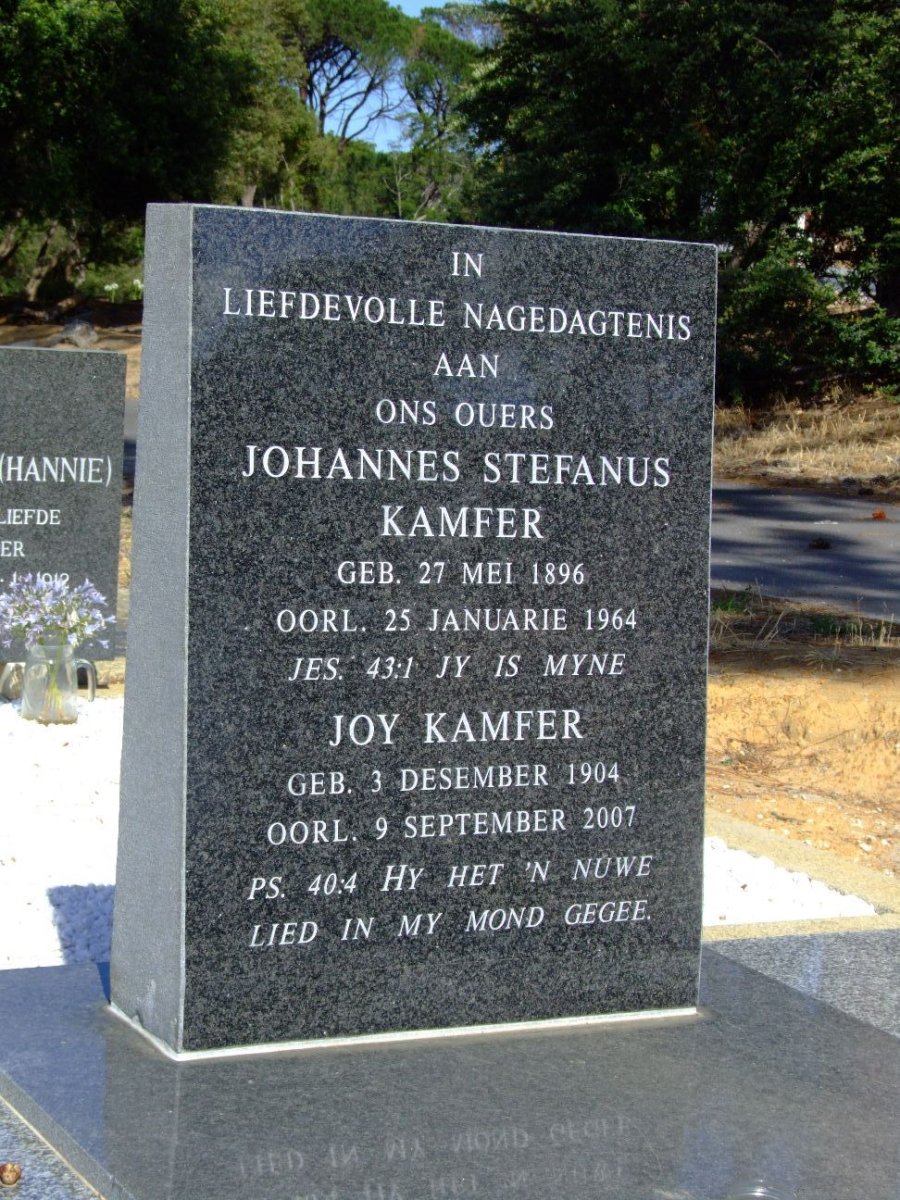 KAMFER Johannes Stefanus 1896-1964 &amp; Joy 1904-2007