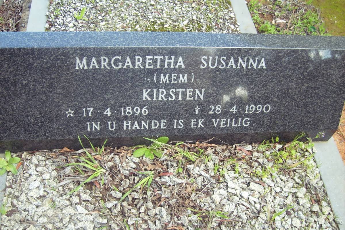 KIRSTEN Margaretha Susanna 1896-1990