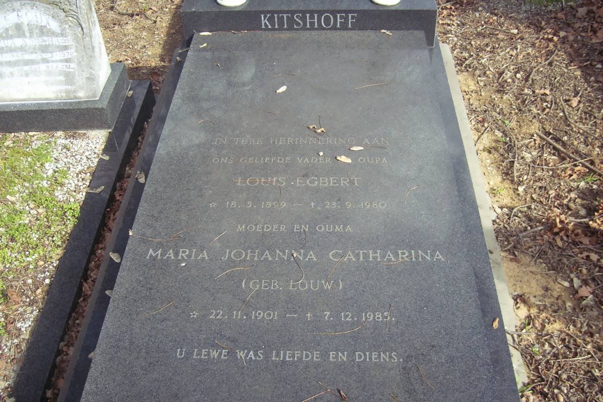 KITSHOFF Louis Egbert 1899-1980 &amp; Maria Johanna Catharina LOUW 1901-1985