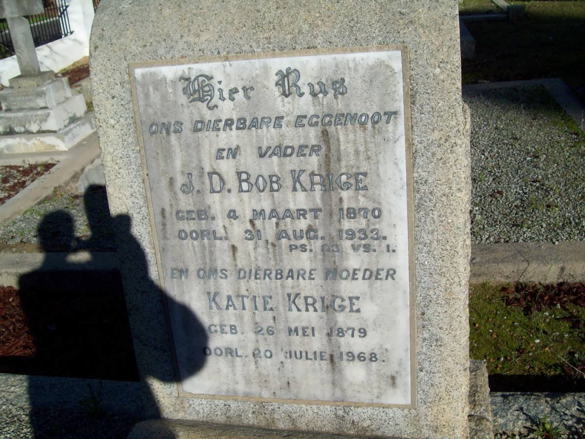 KRIGE J.D. 1870-1933 &amp; Katie 1879-1968