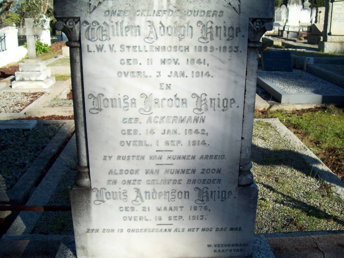 KRIGE Willem Adolph 1841-1914 &amp; Louisa Jacoba ACKERMANN 1842-1914 :: KRIGE Louis Anderson 1876-1913