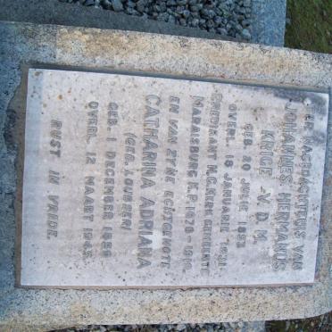 KRIGE Johannes Hermanus 1853-1931 &amp; Catharina Adriana LOUBSER 1859-1945