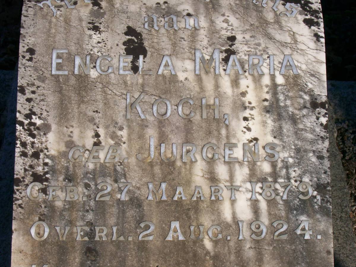 KOCH Engela Maria nee JURGENS 1879-1924