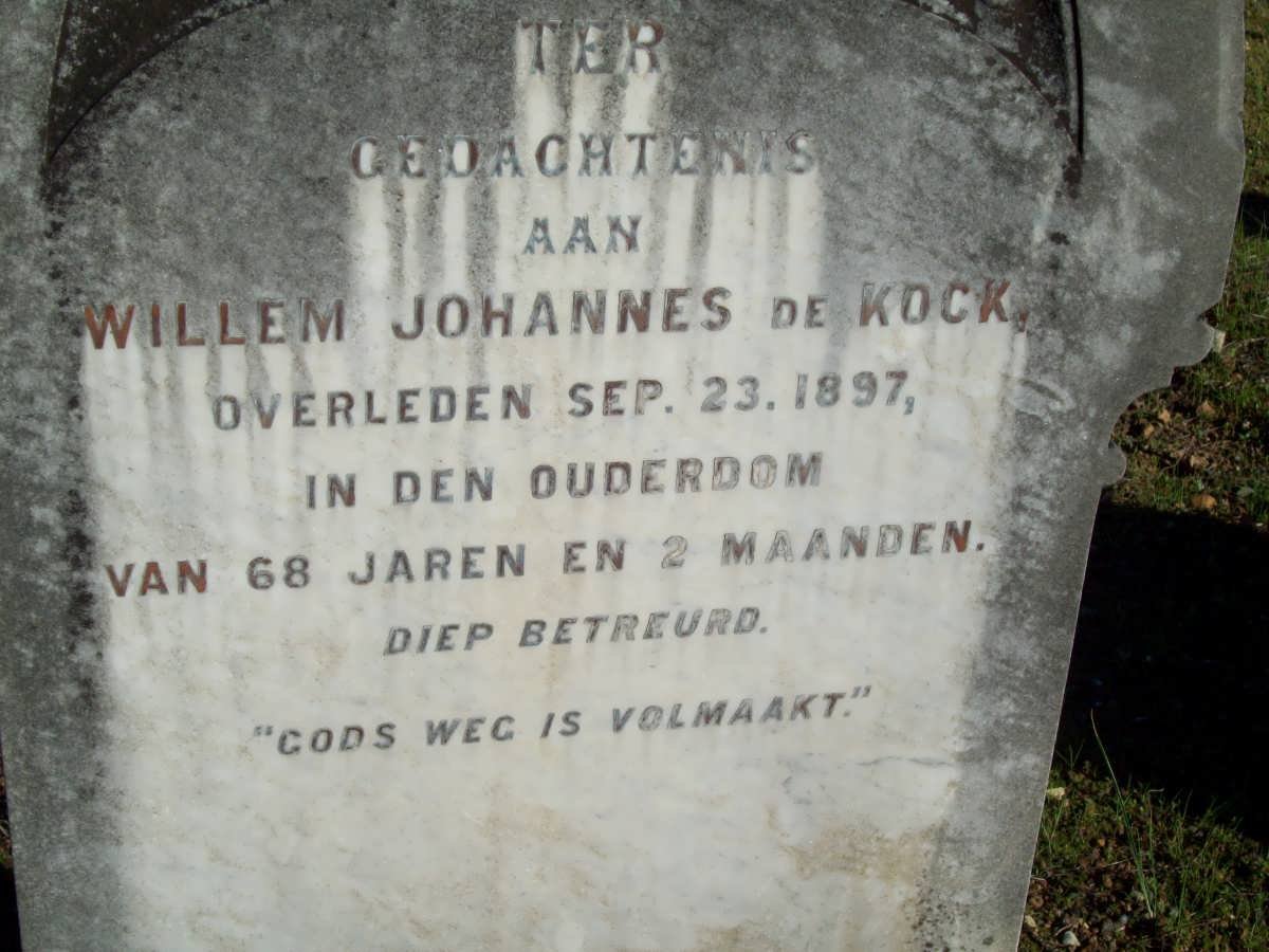 KOCK Willem Johannes, de -1897