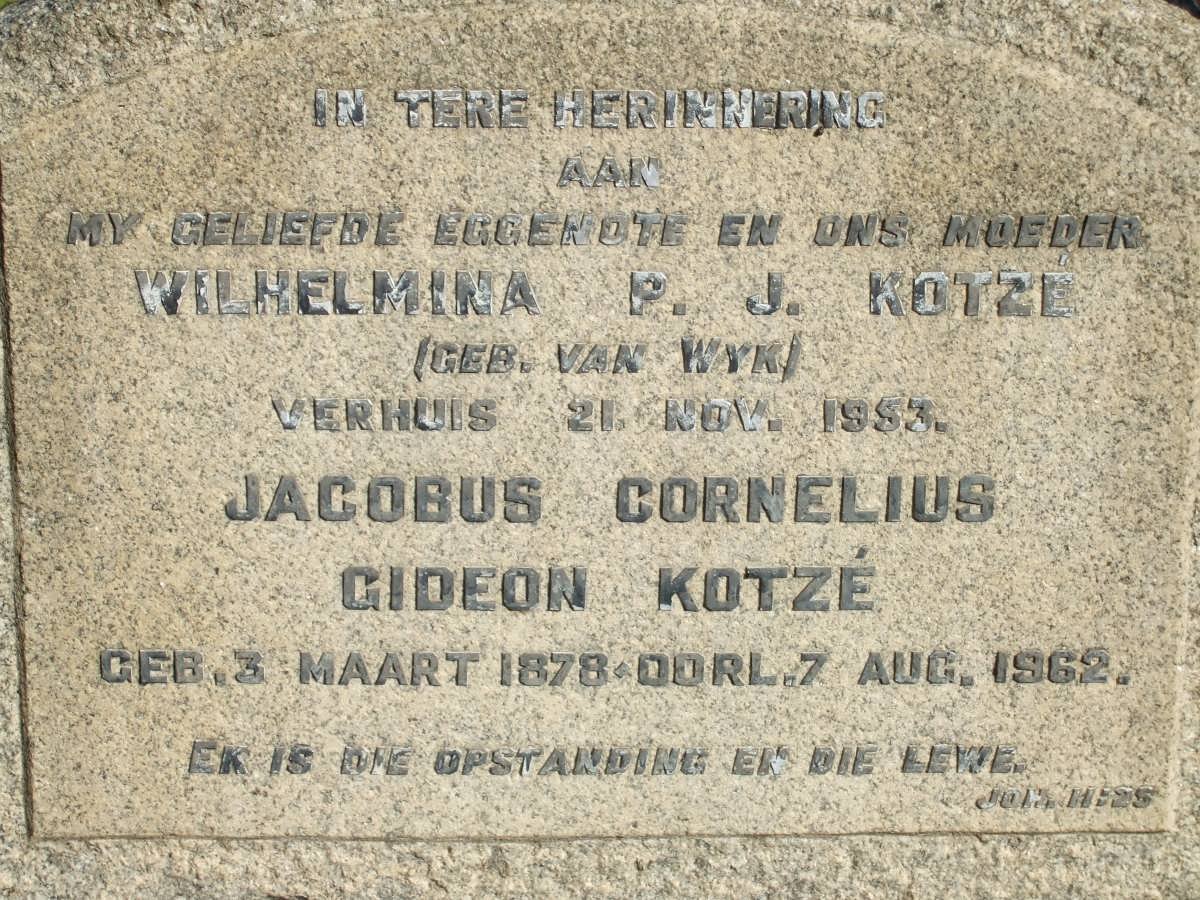 KOTZE Jacobus Cornelius Gideon 1878-1962