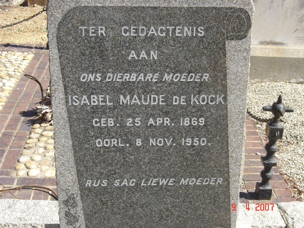 KOCK Isabel Maude, de 1869-1950