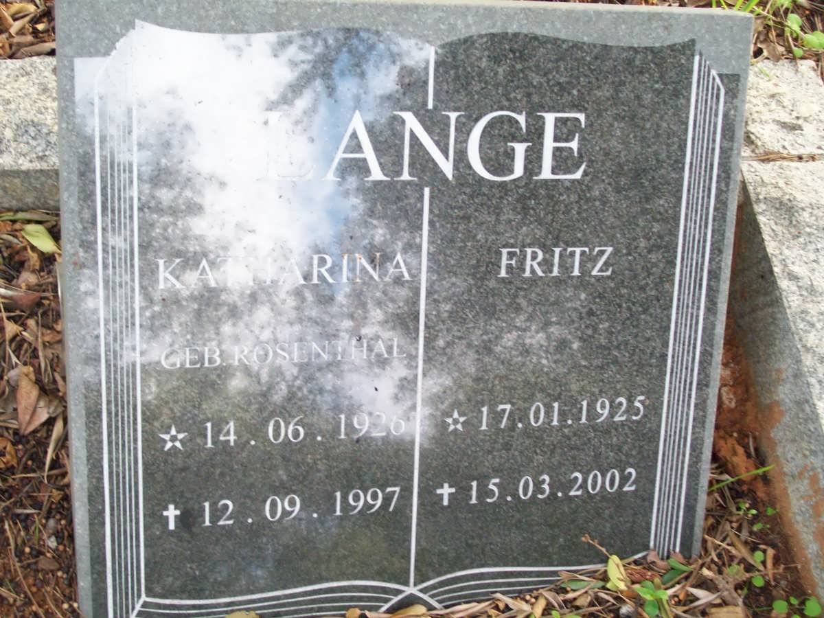 LANGE Fritz 1925-2002 &amp; Katharina ROSENTHAL 1926-1997
