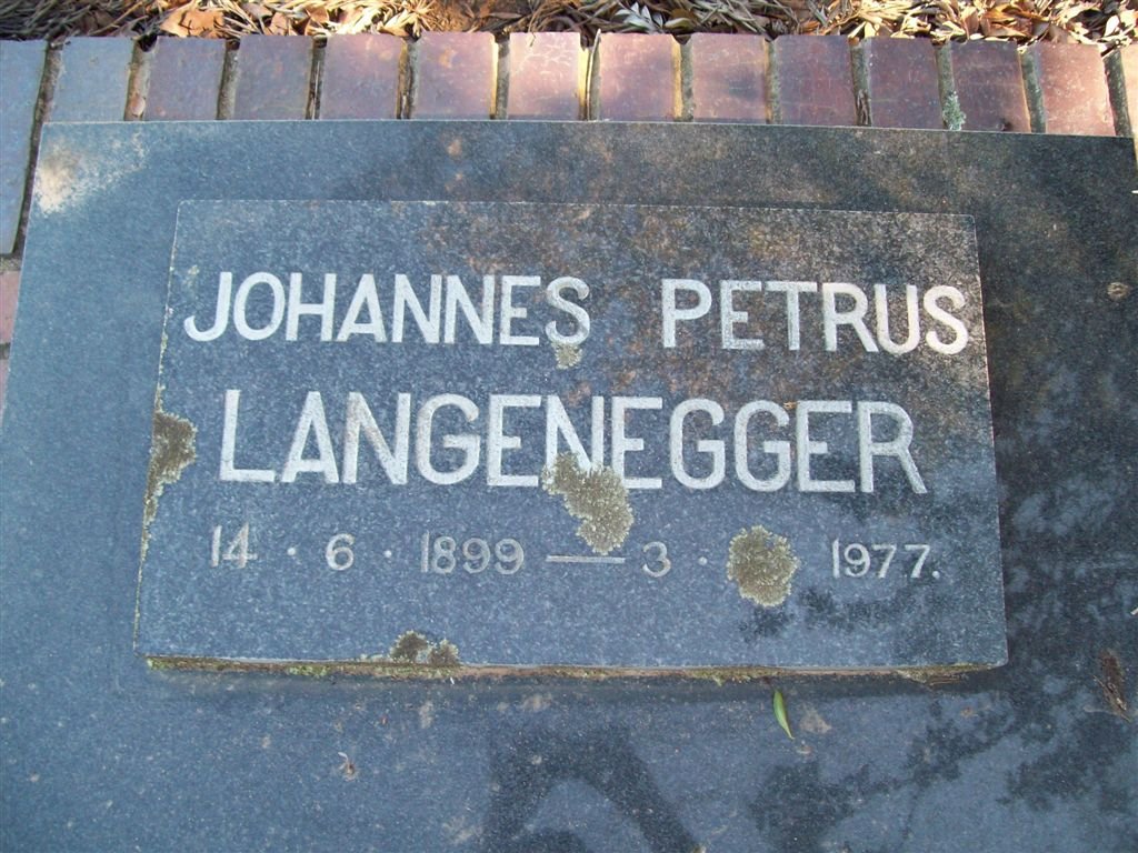LANGENEGGER Johannes Petrus 1899-1977