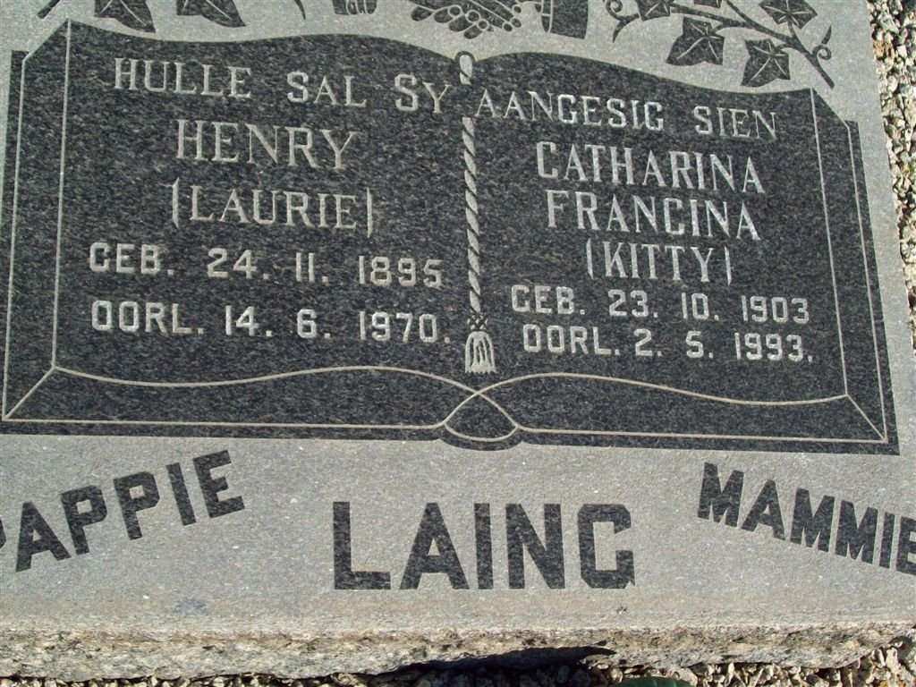 LAING Henry 1895-1970 &amp; Catharina Francina 1903-1993