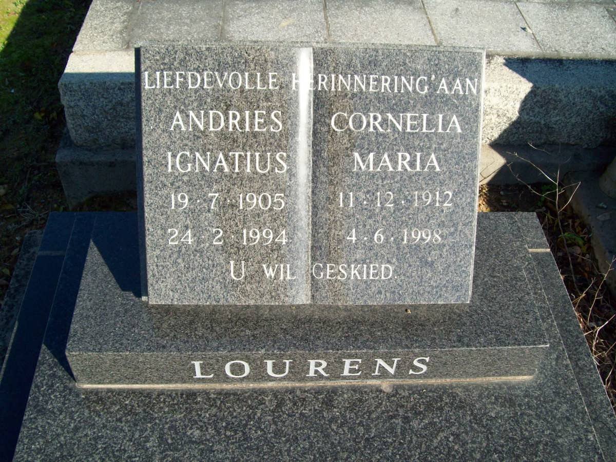LOURENS Andries Ignatius 1905-1994 &amp; Cornelia Maria 1912-1998