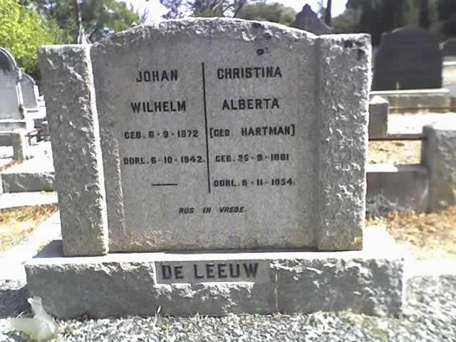 LEEUW Johan Wilhelm, de 1872-1942 &amp; Christina Alberta HARTMAN 1881-1954