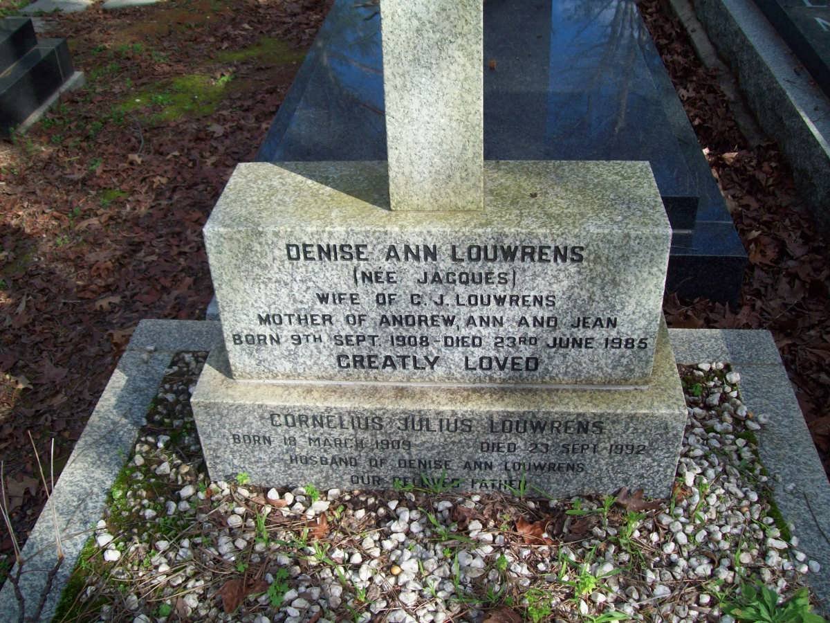 LOUWRENS Cornelius Julius 1909-1992 &amp; Denise Ann JACQUES 1908-1985