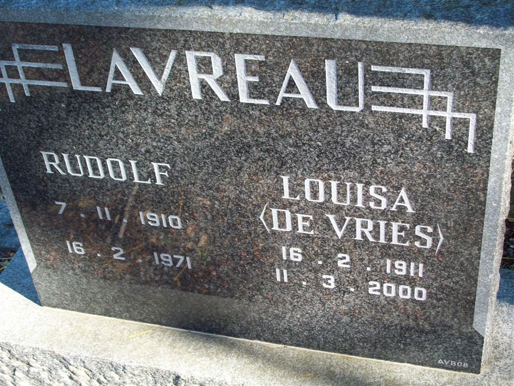 LAVREAU Rudolf 1910-1971 &amp; Louisa DE VRIES 1911-2000