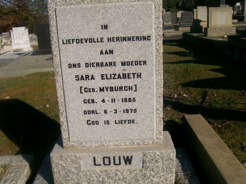 LOUW Sara Elizabeth nee MYBURGH 1885-1975
