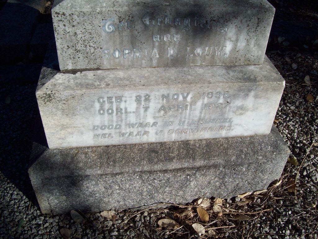 LOUW Sophia D. 1898-1927