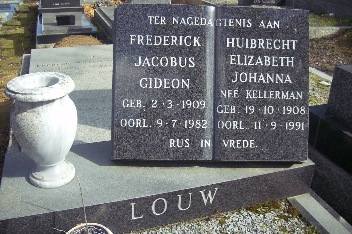 LOUW Frederick Jacobus Gideon 1909-1982 &amp; Huibrecht Elizabeth Johanna KELLERMAN 1908-1991