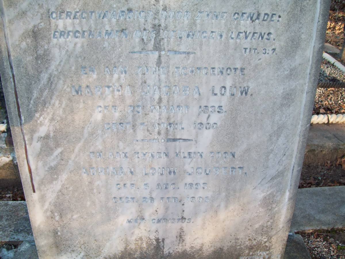 LOUW Adriaan Johannes 1828-1888 &amp; Martha Jacoba 1835-1900 :: LOUW A.J. 1878-1882