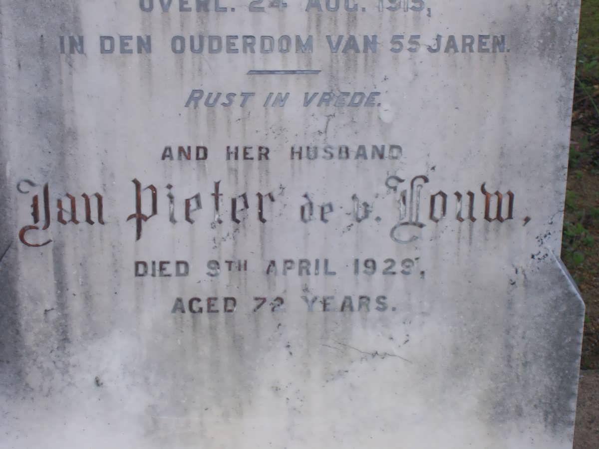 LOUW Wilhelmina J.M. nee VAN BREDA -1915 :: LOUW Jan Pieter de V. -1929