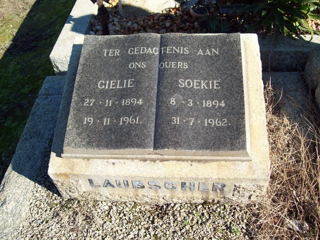 LAUBSCHER Gielie 1894-1961 &amp; Soekie 1894-1962