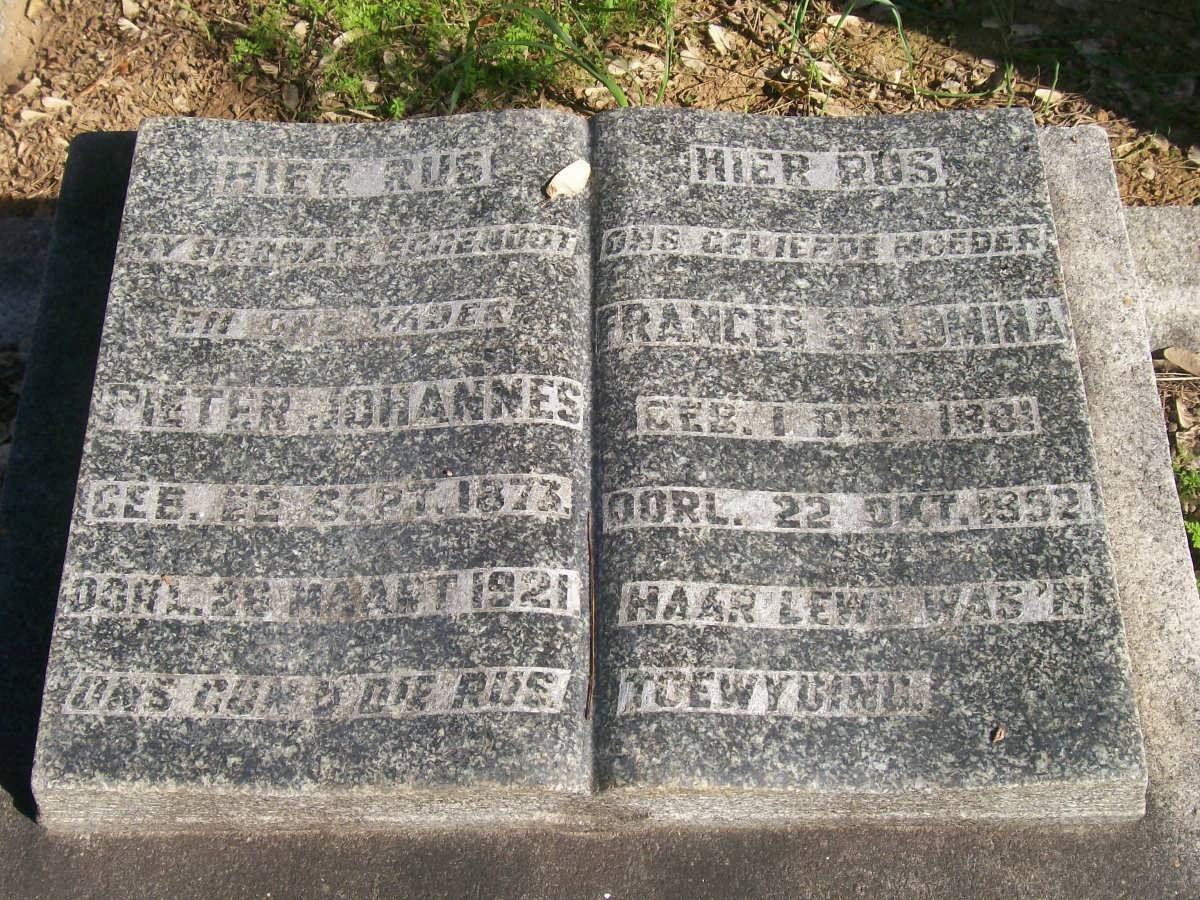 LAUBSCHER Pieter Johannes 1873-1921 &amp; Frances Salomina 1881-1952
