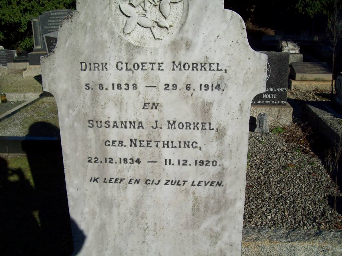 MORKEL Dirk Cloete 1838-1914 &amp; Susanna J. NEETHLING 1834-1920