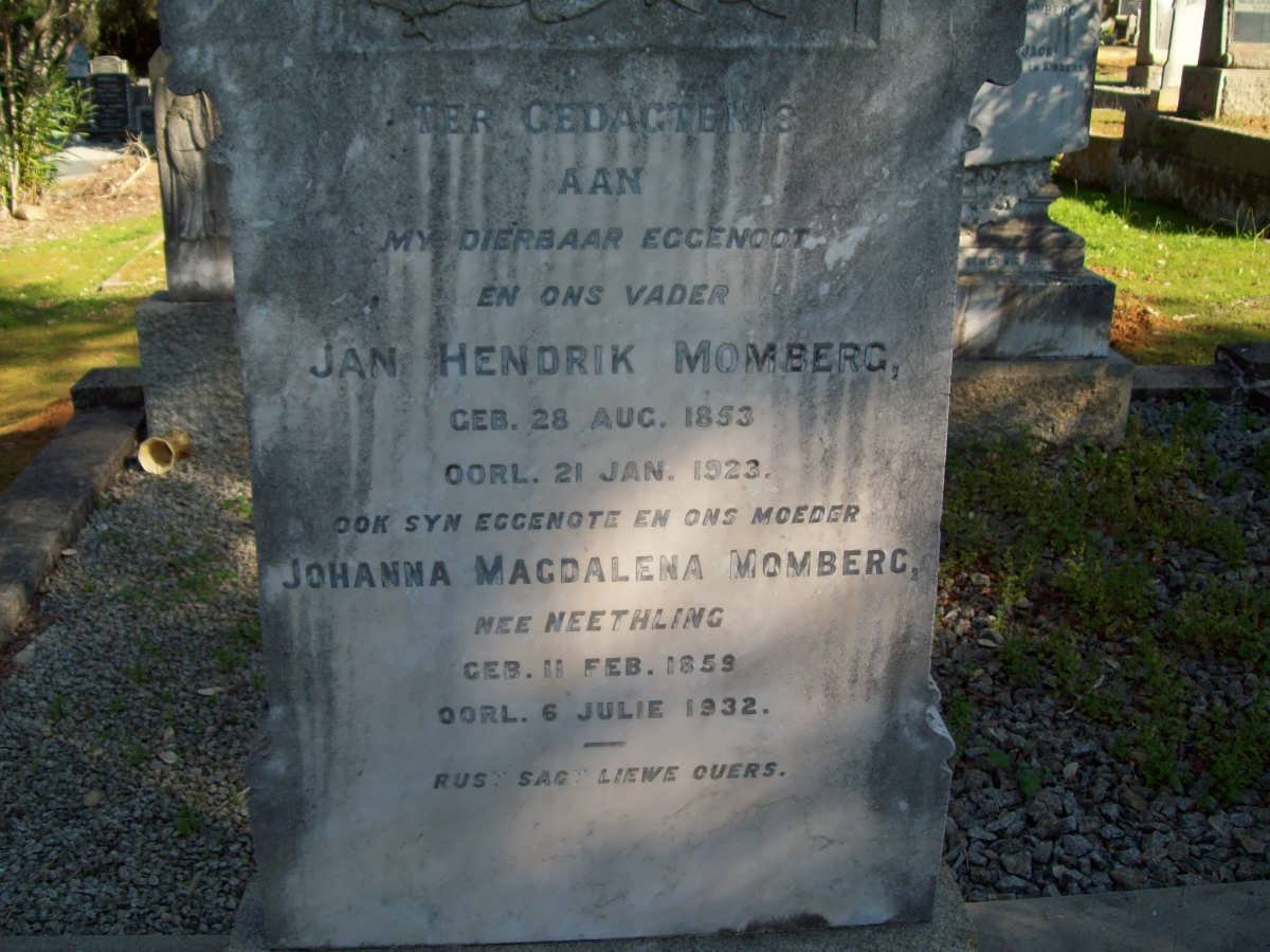 MOMBERG Jan Hendrik 1853-1923 &amp; Johanna Magdalena NEETHLING 1858-1932