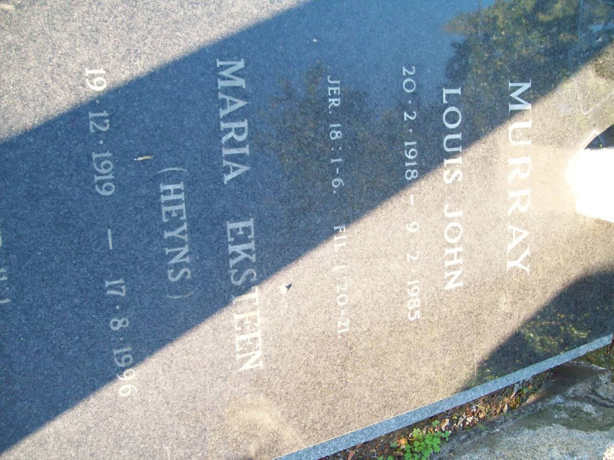 MURRAY Louis John 1918-1985 :: EKSTEEN Maria nee HEYNS 1919-1996