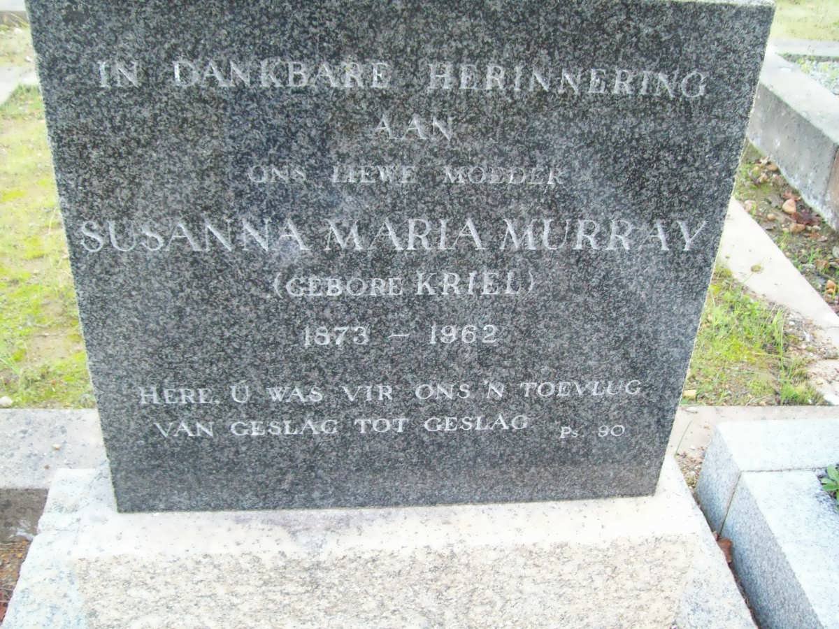 MURRAY Susanna Maria nee KRIEL 1873-1962