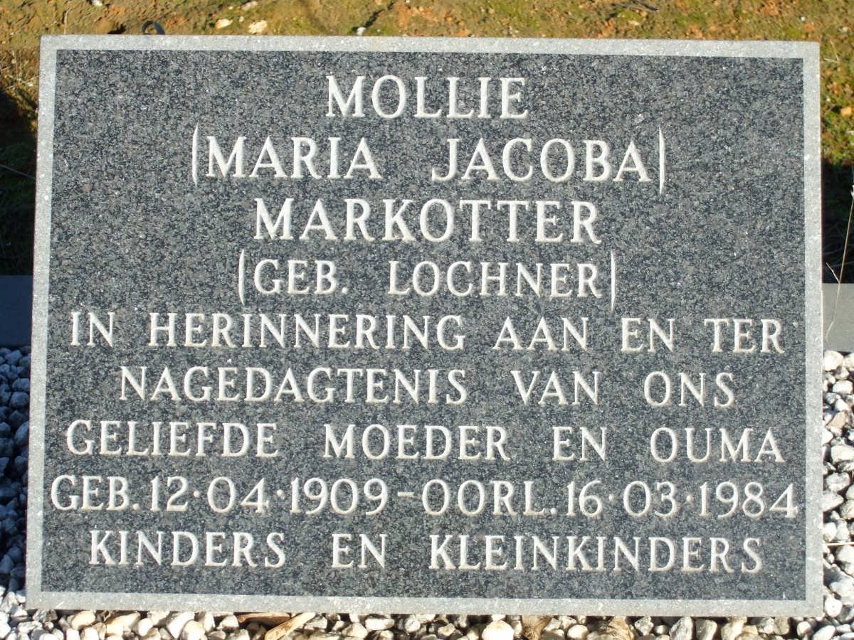 MARKOTTER Maria Jacoba nee LOCHNER 1909-1984