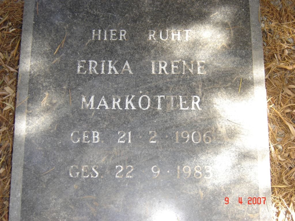 MARKOTTER Erika Irene 1906-1983