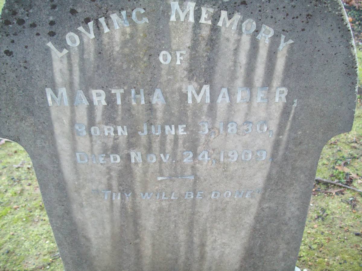 MADER Martha 1830-1909