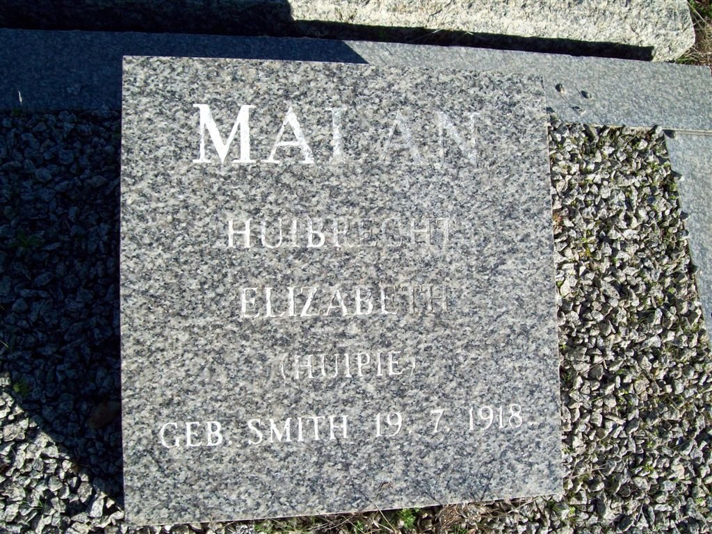 MALAN Huibrecht Elizabeth nee SMITH -1918