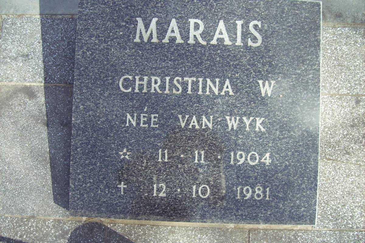 MARAIS Christina E. nee VAN WYK 1904-1981