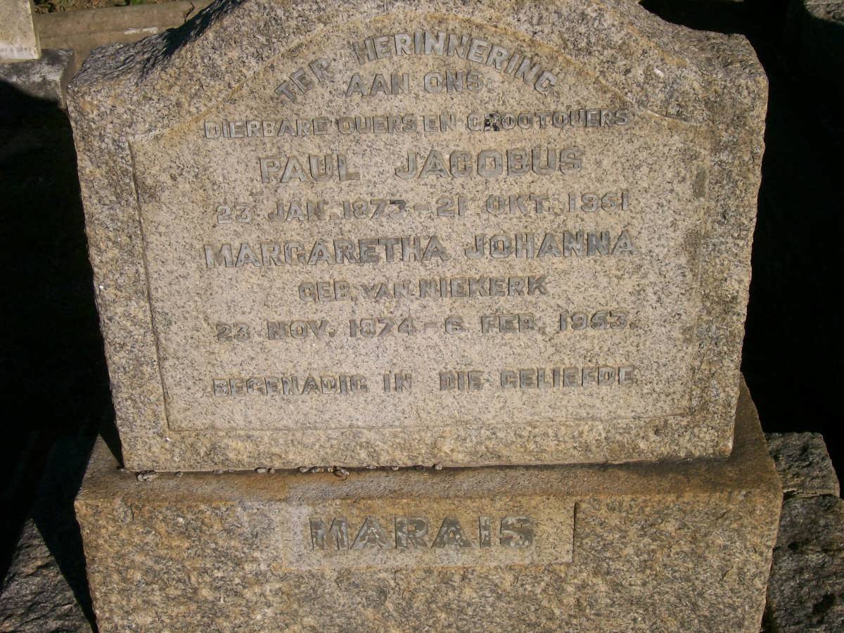 MARAIS Paul Jacobus 1873-1961 &amp; Margaretha Johanna VAN NIEKERK 1874-1953
