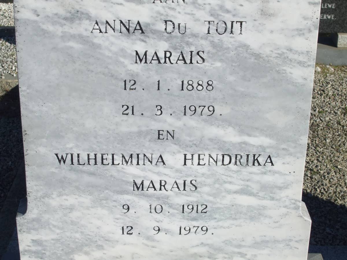 MARAIS Anna du Toit 1888-1979 :: MARAIS Wilhelmina Hendrika 1912-1979
