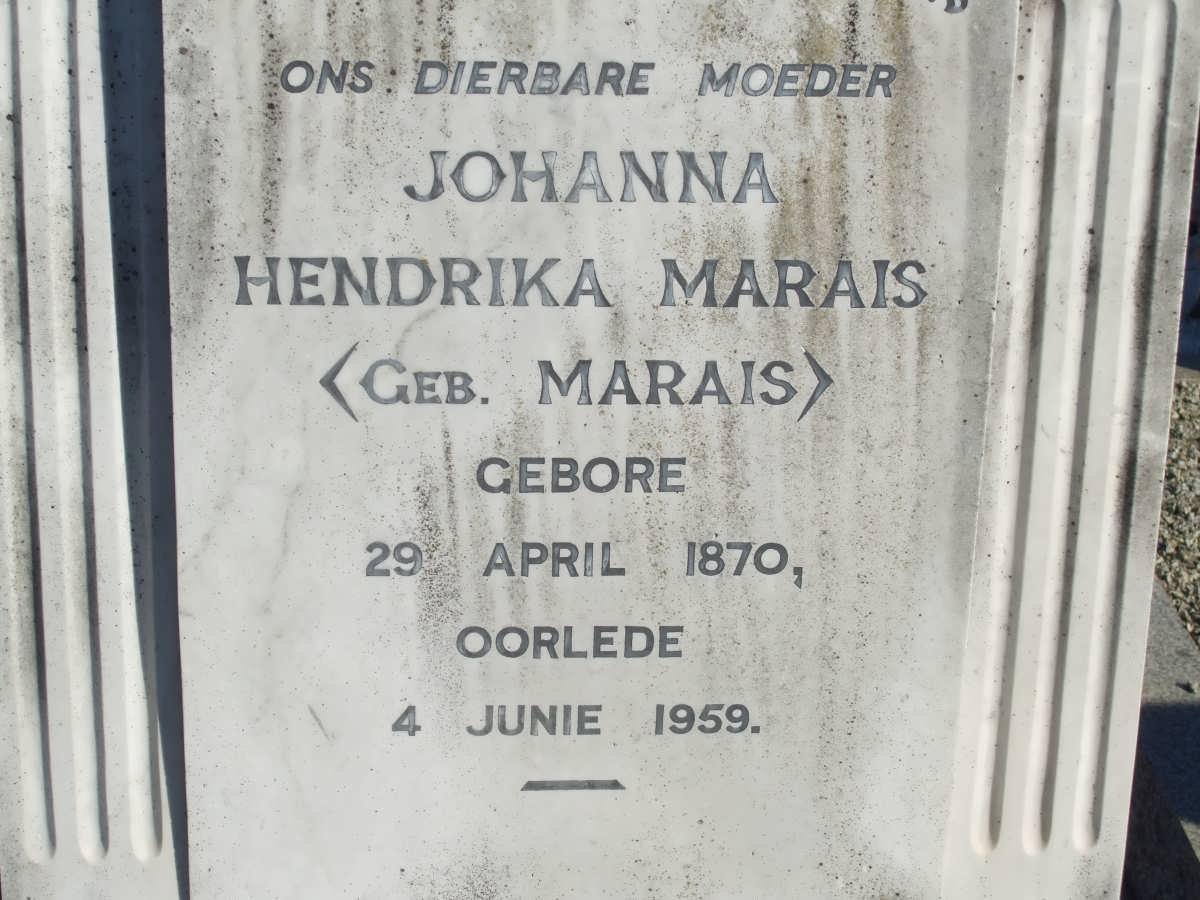 MARAIS Johanna Hendrika nee MARAIS 1870-1959
