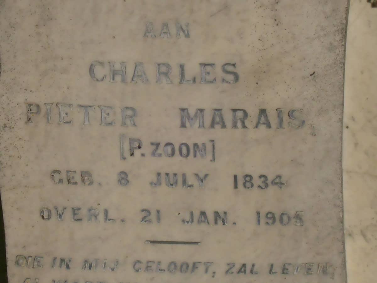 MARAIS Charles Pieter 1834-1905 &amp; Maria Johanna NEETHLING -1919