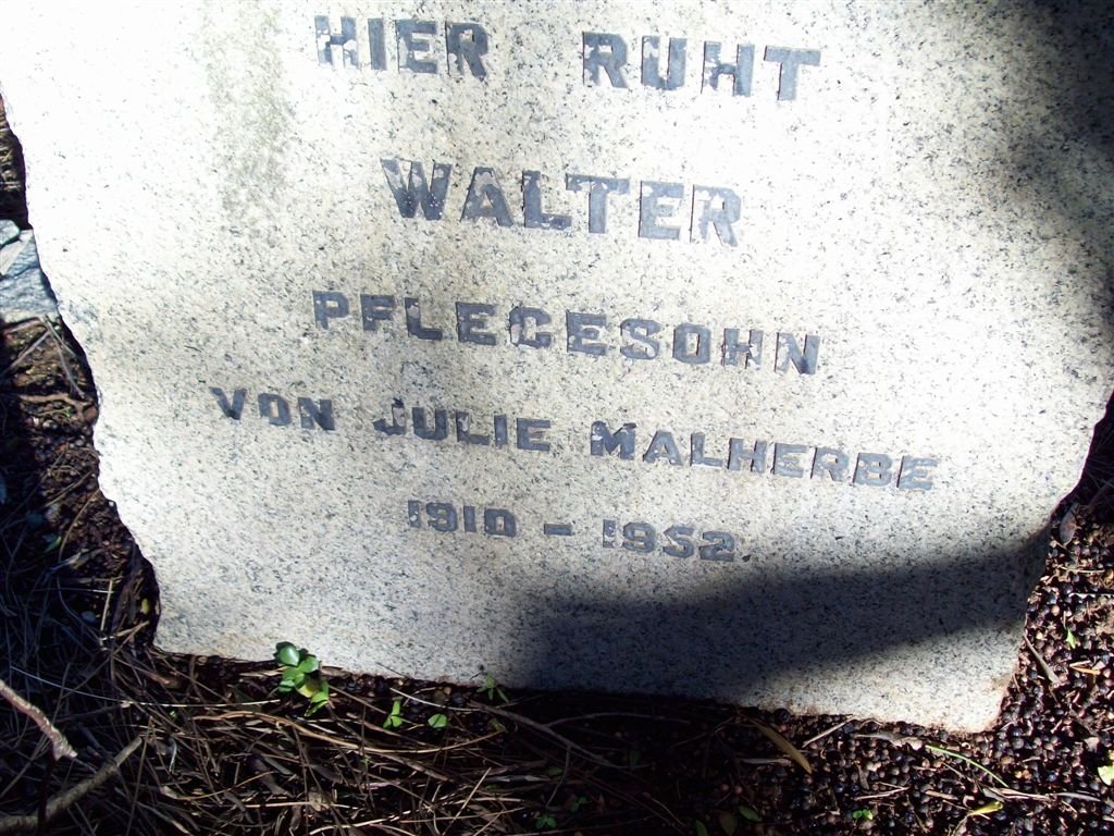 MALHERBE Walter, Pflegesohn von Julie 1910-1952