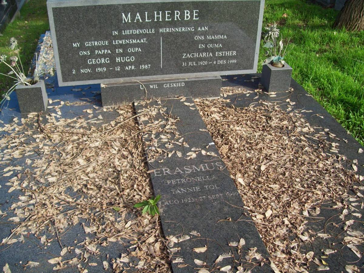 MALHERBE Georg Hugo 1919-1987 &amp; Zacharia Esther 1920-1999 :: ERASMUS Petronella 1923-1999
