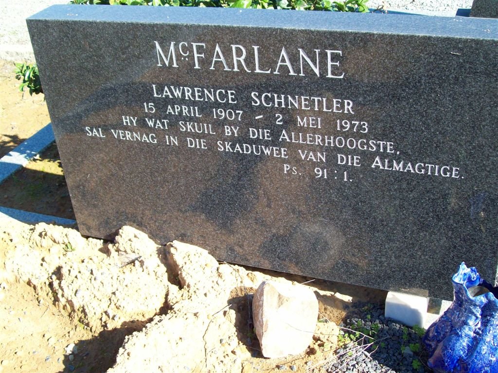 McFARLANE Lawrence Schnetler 1907-1973