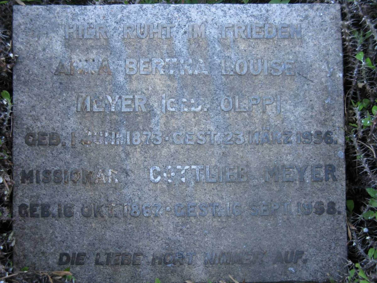MEYER Gottlieb 1867-1958 &amp; Anna Bertha Louise OLPP 1873-1956