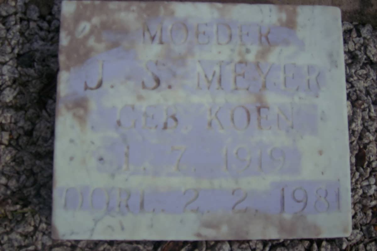 MEYER J.S. nee KOEN 1919-1981