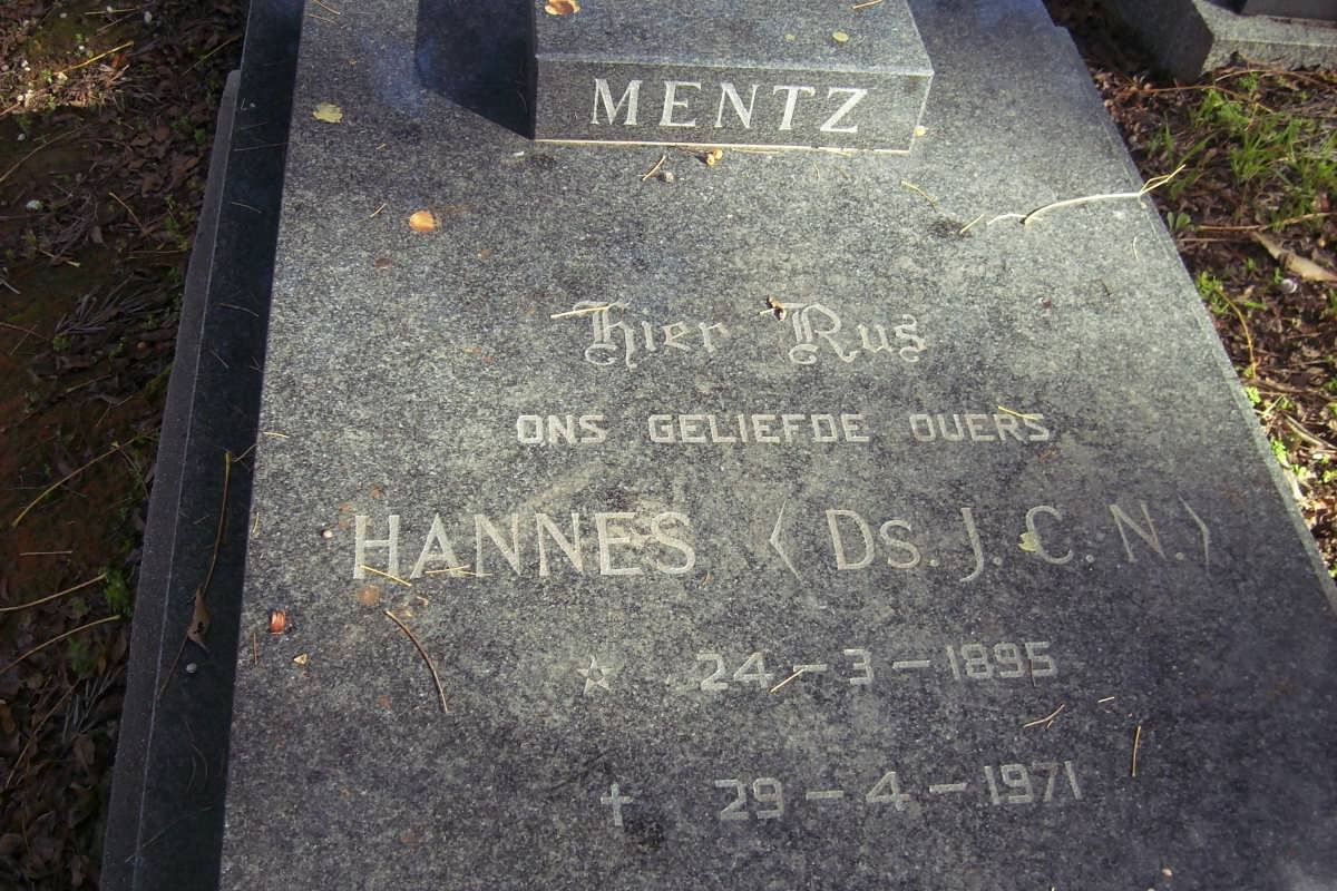 MENTZ J.C.C. 1895-1971 &amp; I.J. 1901-1988