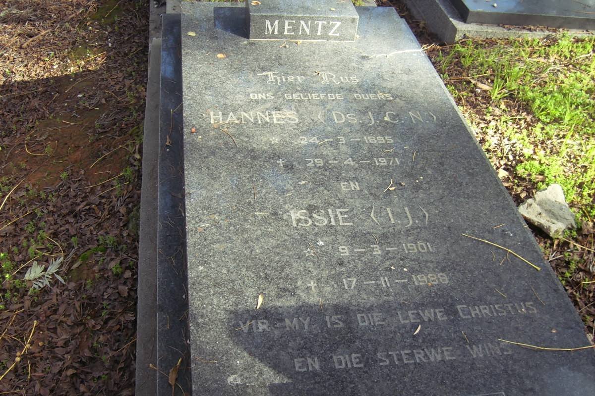 MENTZ J.C.C. 1895-1971 &amp; I.J. 1901-1988