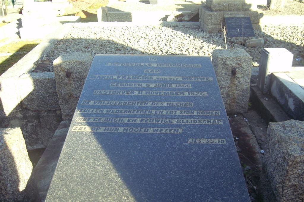 MERWE Maria Francina, van der 1866-1926