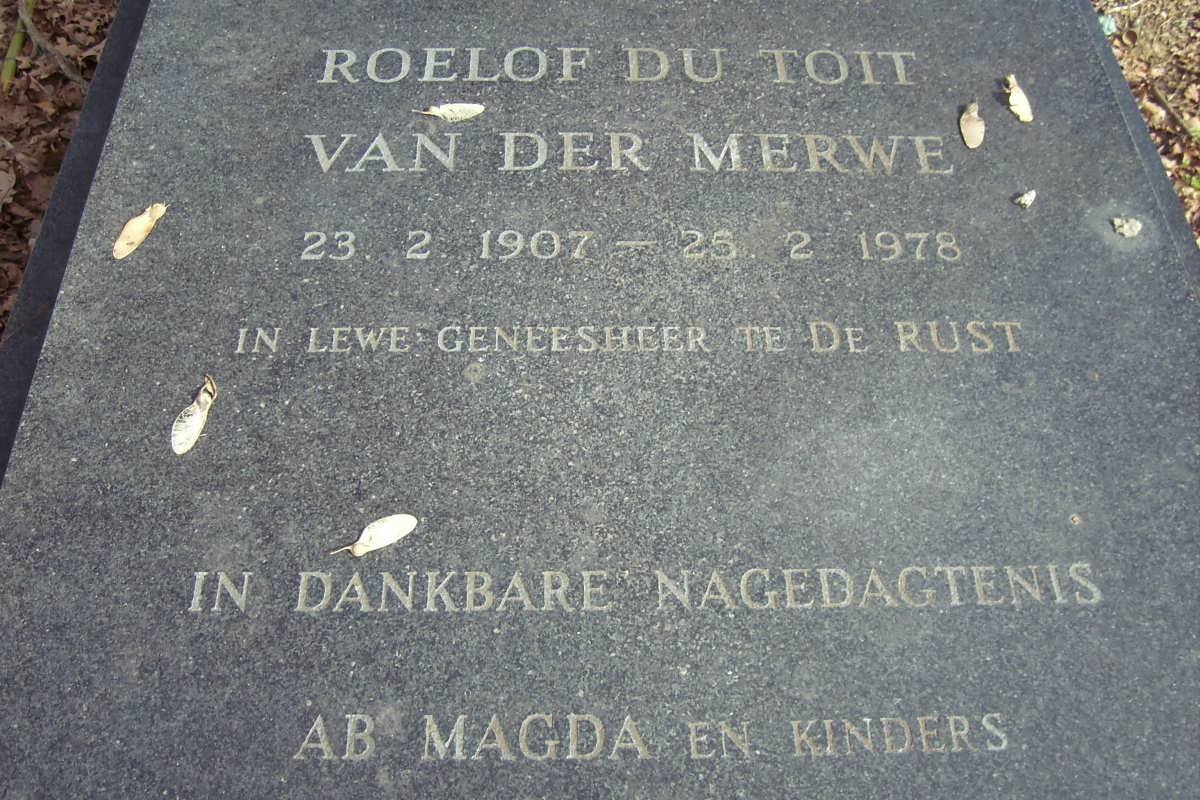 MERWE Roelof du Toit, van der 1907-1978