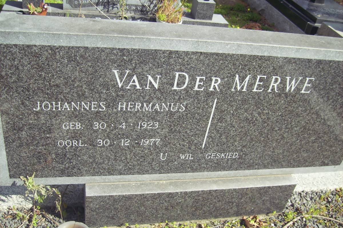 MERWE Johannes Hermanus, van der 1923-1977