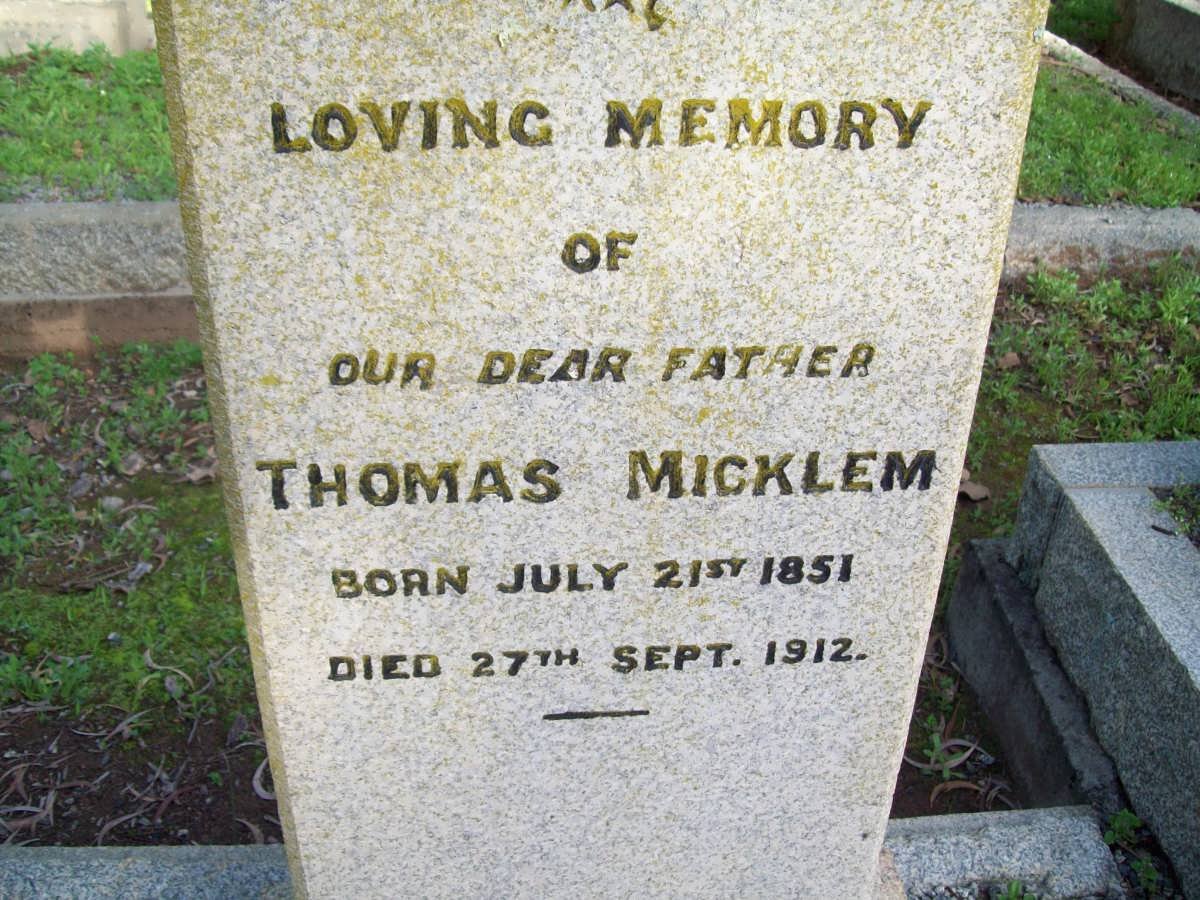 MICKLEM Thomas 1851-1912