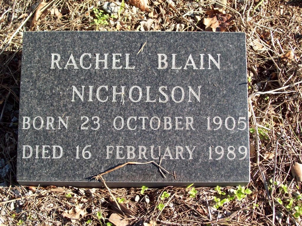 NICHOLSON Rachel Blain 1905-1989