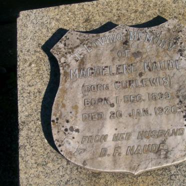 NAUDE Magdelene nee CURLEWIS 1899-1926